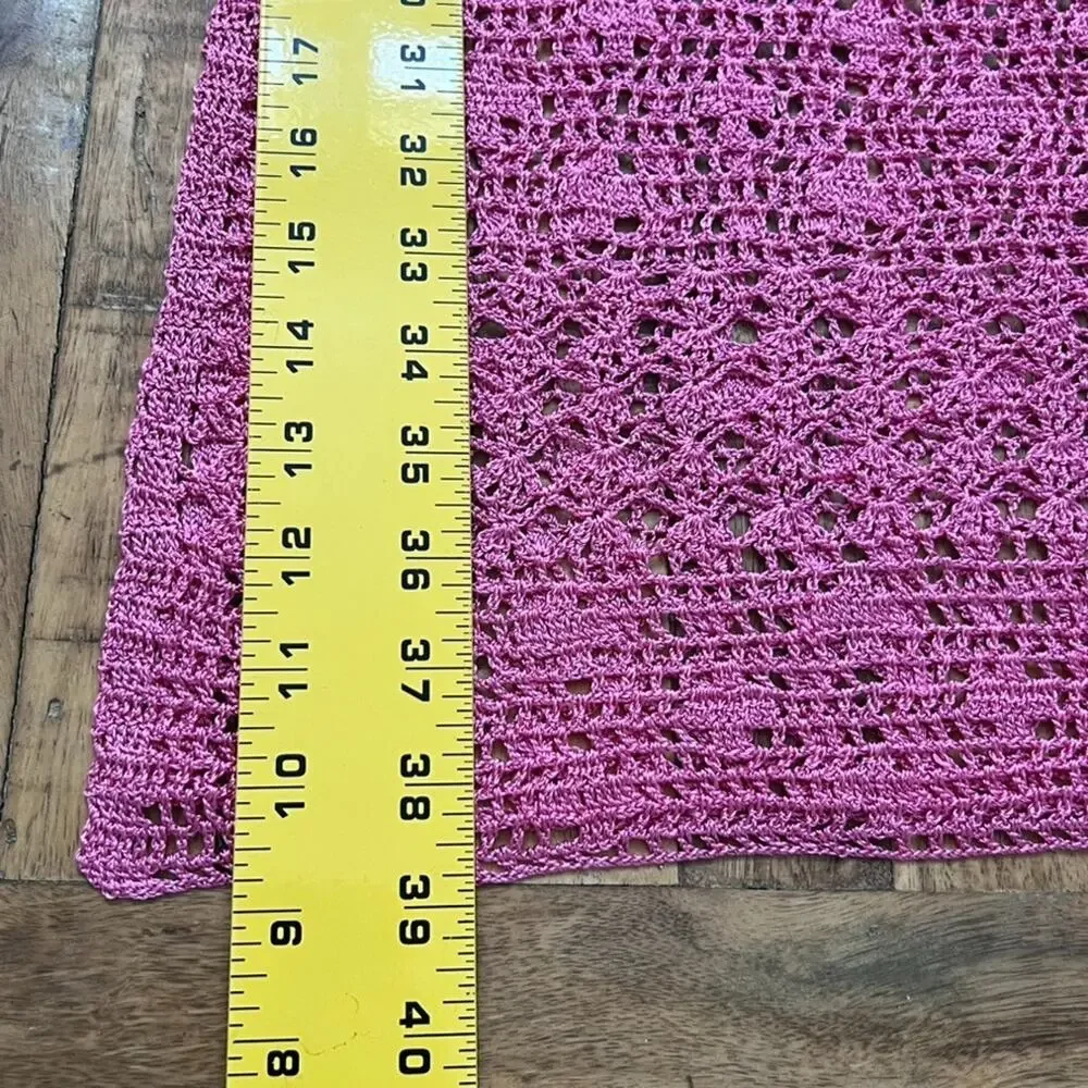 Crochet Table Runner Pink Rectangle Kitchen Dining Decoration 18x78